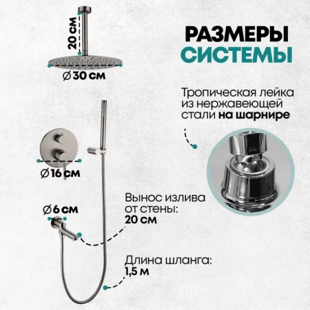 Душевая система скрытого монтажа Grocenberg GB5099BG-2 Графит