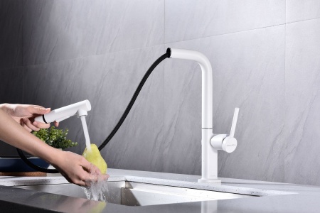 Смеситель для кухни NEO, белый матовый, Ne214419-WH, Paulmark