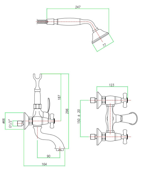 Смеситель для ванны с душем Webert Armony AM720201015