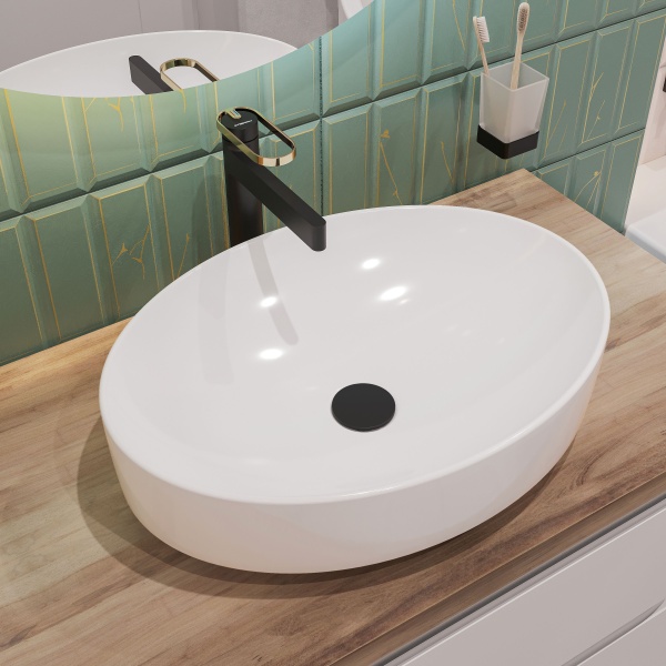 Смеситель для раковины STWORKI Малунг S11020BG матовый черный, глянцевое золото