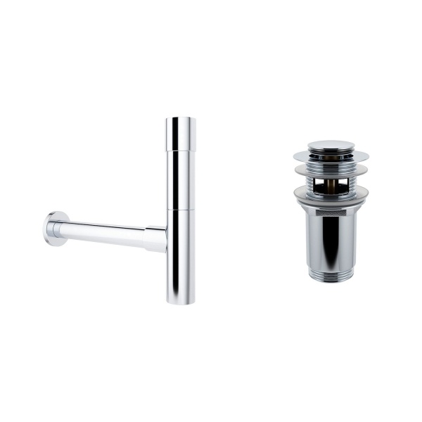 Комплект 3 в 1 Lavinia Boho Bathroom Sink 21520566: врезная фарфоровая раковина 60 см, металлический сифон, донный клапан