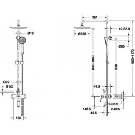 Душевая система Bravat Rhein F6429564CP-A-ENG