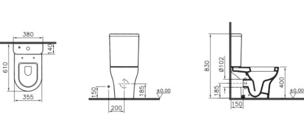 Унитаз-компакт VitrA Zentrum Rim-Ex 9824B003-7207 безободковый