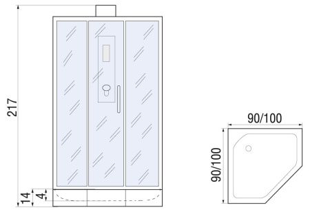 Душевая кабина River PENTA Б/К 90, 90x90x217