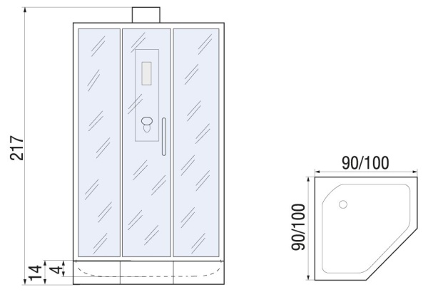Душевая кабина River PENTA Б/К 90, 90x90x217