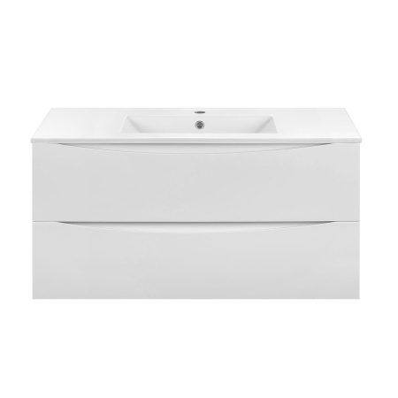 Тумба Vincea Mia 1000 подвесная, 2 выкатных ящика soft close, G.White с умывальником VBS-13100 керамическая, цвет белый