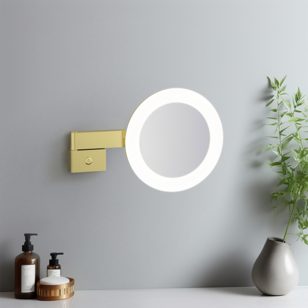 Зеркало косметическое с подсветкой TIMO Petruma 15276/17, матовое золото