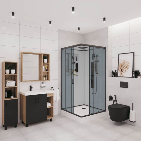 Душевая кабина Niagara Premium NG-6902-01GQ BLACK 100х100х210, низкий поддон 16 см, стекло тонированное