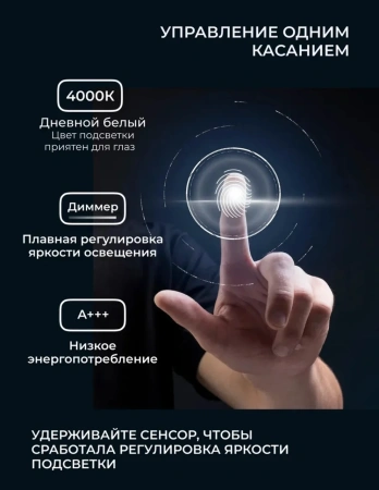 Зеркало EMZE Led Смартфон с подсветкой и УФ-окантовкой 50x100 (белый)