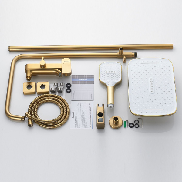 Душевая система Shevanik S4136G, золотой сатин