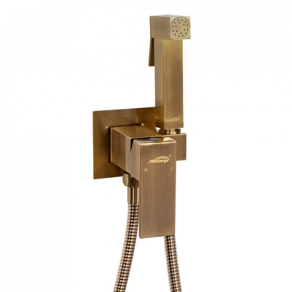 Смеситель встраиваемый с гигиеническим душем Hansberge H3077 Бронза