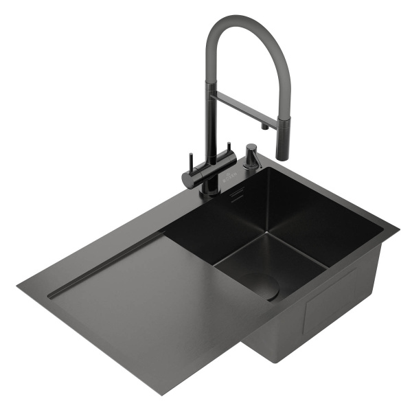 Кухонная мойка Roxen Vespa 78 PVD (графит) правосторонняя