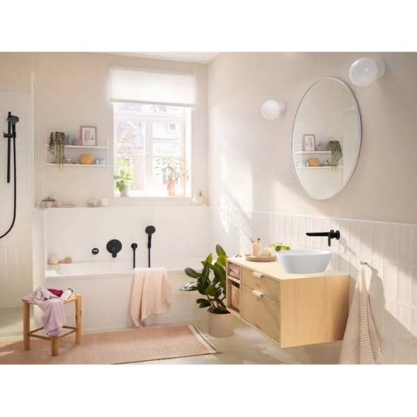Hansgrohe Rebris S Встраиваемый смеситель для раковины настенный с изливом 195 черный матовый 72528670