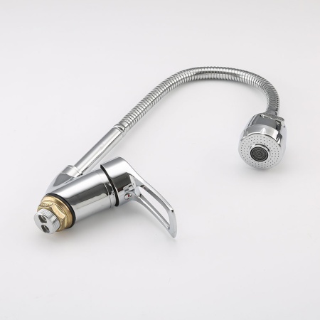 Смеситель для кухни с гибким изливом и режимом душ FRAP F43701-B, хром