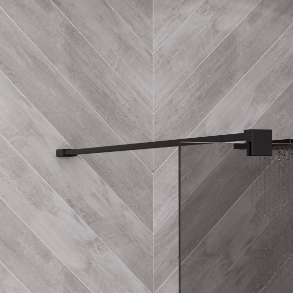 Душевая перегородка ограждение Reflexion RX200100TBL-15 Walk in 200x100см тонированное закаленное стекло 8мм черный профиль