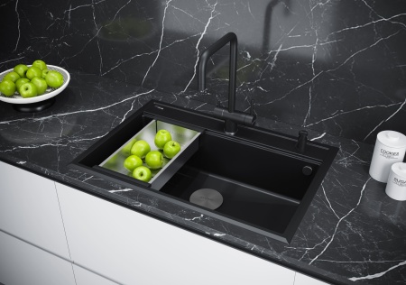 Мойка STEPIA 80, IT-GRANIT, PM117551-BLM, черный, 750х510, Paulmark