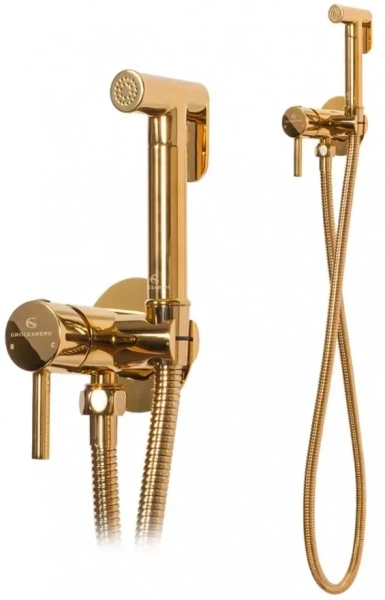 Смеситель встраиваемый с гигиеническим душем Grocenberg GB001 Золото Глянец