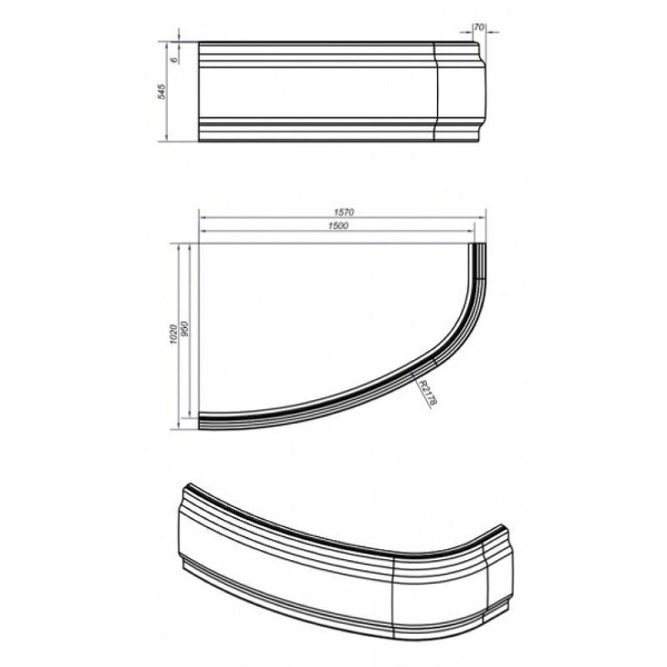 Панель для ванны фронтальная Cersanit JOANNA 150 универсальная, 63361