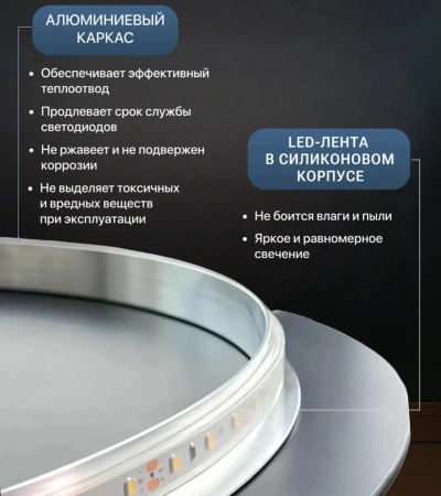Зеркало EMZE Led Асимметричное с подсветкой и УФ-окантовкой 45x77 (золото)