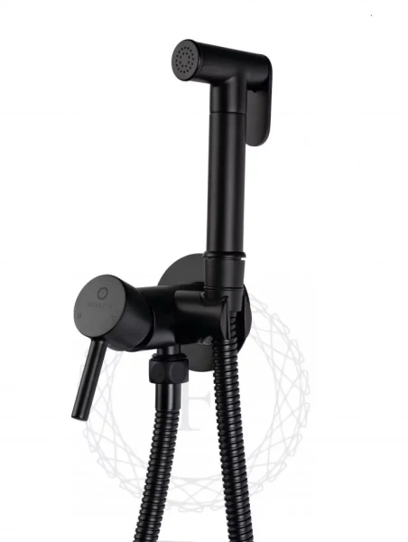 Смеситель встраиваемый с гигиеническим душем FILARETE Roun FL100 Черный матовый