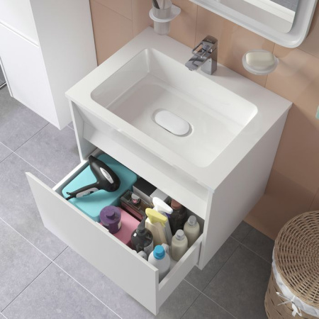 Тумба с умывальником IDDIS подвесная с ящиками белая Esper 60 см ESP60W0i95K