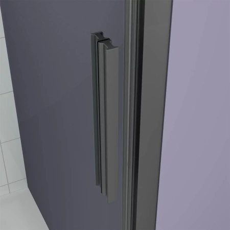 Душевая дверь Veconi Ottimo P30 B, 700x1900, черный матовый, стекло тонированное матовое