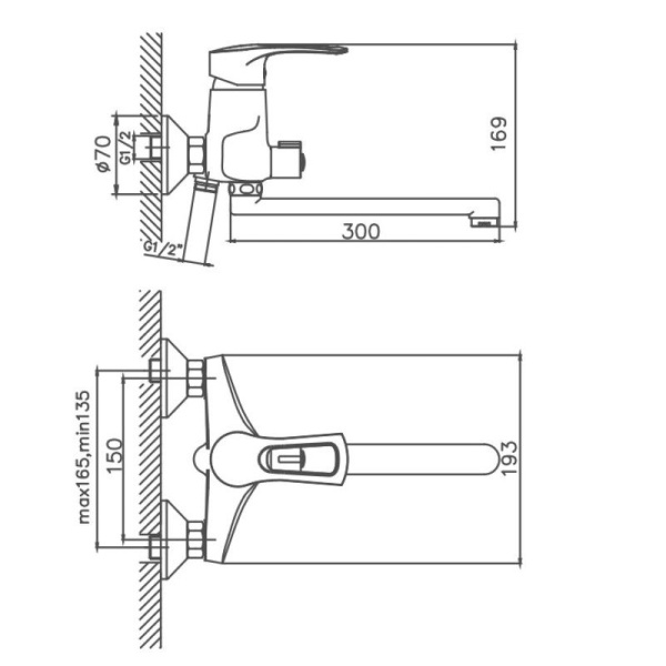 Смеситель для ванны Cron CN2266, хром