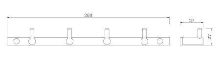 Планка настенная узкая 4 крючка RUSH Bianki BI76242