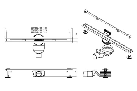 Душевой лоток ROXENBATH Slim 91060-90 (90 см)