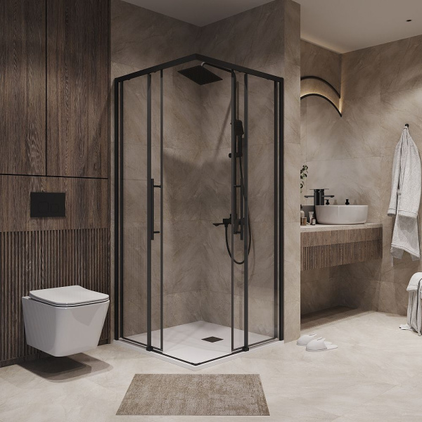 Душевое ограждение  Niagara Nova  NG-6830-34BLACK (100*100*195) квадрат, двери раздвижные