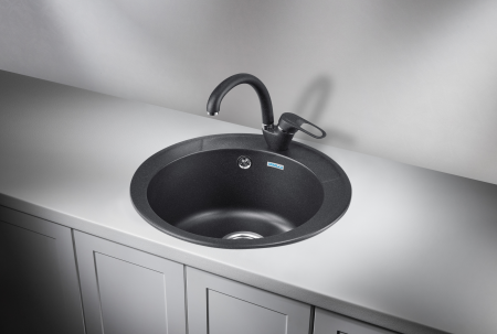 Мойка для кухни Granula Standart 4802 черный, D48 см, круглая