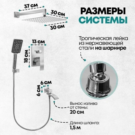 Душевая система скрытого монтажа Grocenberg GB5007 Хром