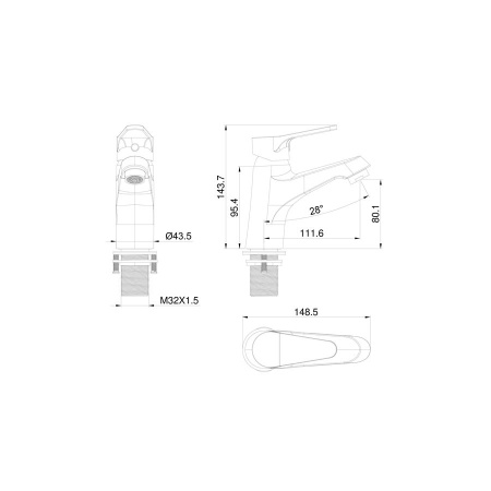 Смеситель для раковины WONZON & WOGHAND, Хром (WW-A40212-CR)