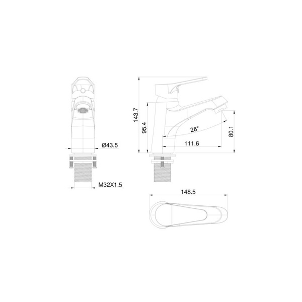 Смеситель для раковины WONZON & WOGHAND, Хром (WW-A40212-CR)