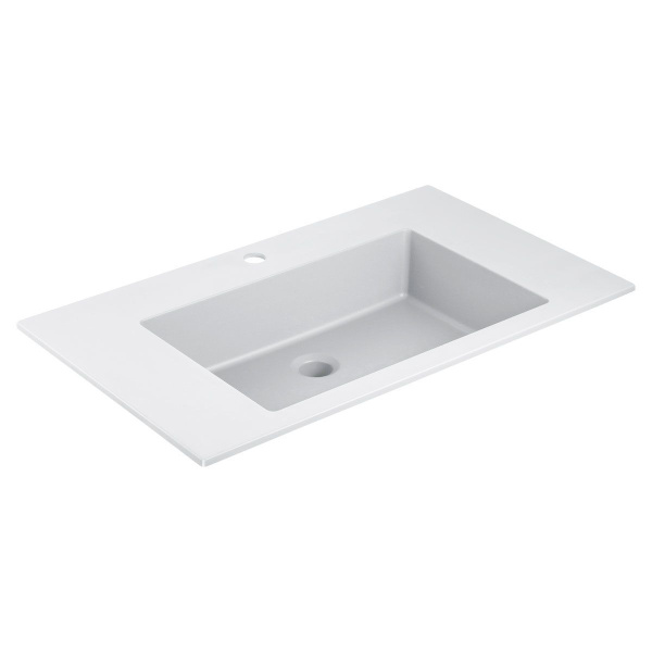 Тумба Vincea Luka 800 подвесная, 2 выкатных ящика soft-close, G.Stone с умывальником VCB-13800W из искусственного камня, цвет белый