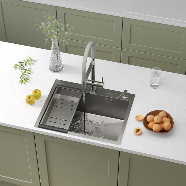Кухонная мойка Roxen Simple 60 с коландером и дозатором