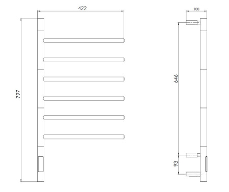 Полотенцесушитель электрический Vincea VTD-1S2CE 43х80, хром, таймер