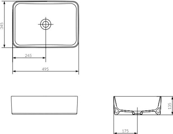 Раковина на столешницу Cersanit CREA 50 RECTANGULAR, P-UM-CRE50/1-oc-RC