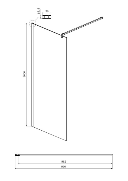 Душевая перегородка Ambassador Walk-in 15033222 1000x2000