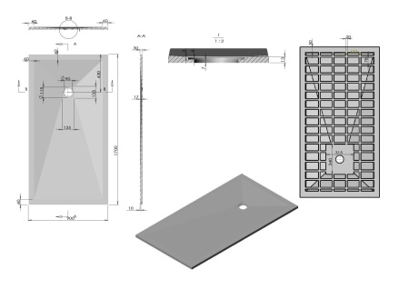 Поддон для душа из искусственного камня Vincea VST-4SR9017W, 1700*900*30, белый матовый