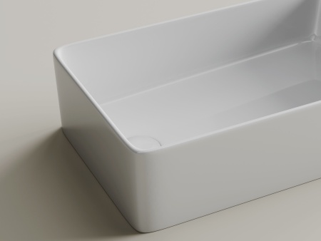 Раковина накладная Ceramicanova Элемент (Element) со смещенным сливом, 485x304x135 белый CN5050