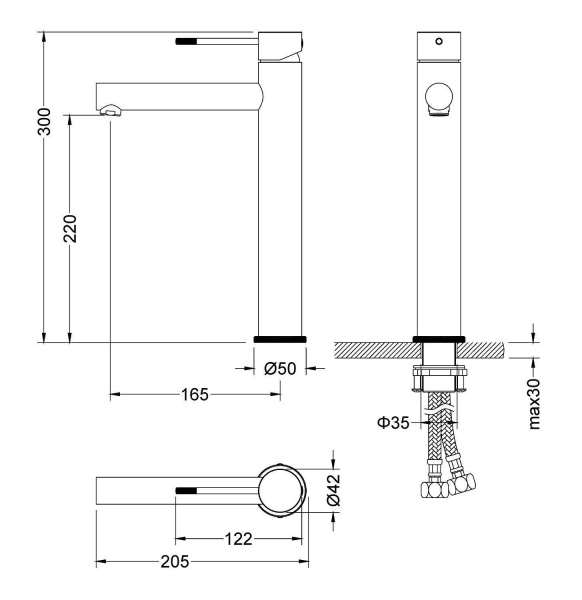 Смеситель для раковины TIMO Saona 2311/03F, черный
