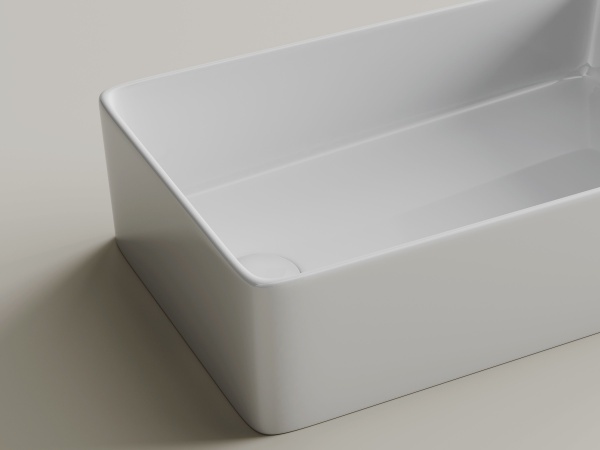 Раковина накладная Ceramicanova Элемент (Element) со смещенным сливом, 485x304x135 белый CN5050