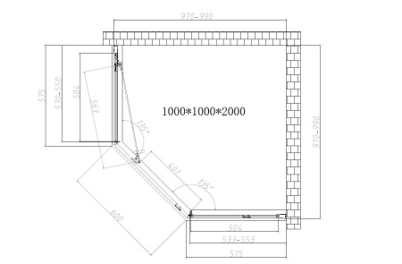 Душевой уголок Vincea Show VSP1-4SH100CLB, 1000*1000, черный, стекло прозрачное