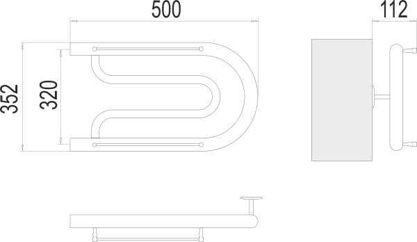 Полотенцесушитель водяной TERMINUS Фокстрот 1" БШ 320х500 без американок в комплекте