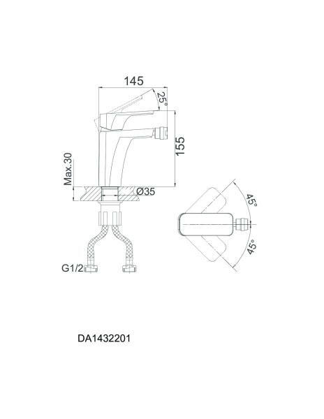 Смеситель для биде D&K Berlin Freie DA1432201