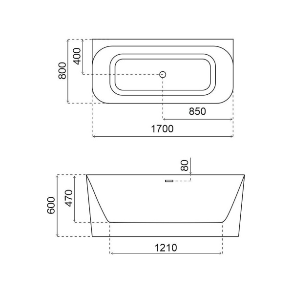 Ванна акриловая SMARTFLOW Prime SMF8625-1.7, 170x80 см