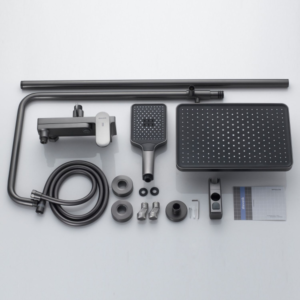 Душевая система Shevanik S4536T, оружейная сталь