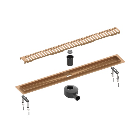 Душевой лоток TIMO Drain System 600 с вставкой "lines", Розовое золото