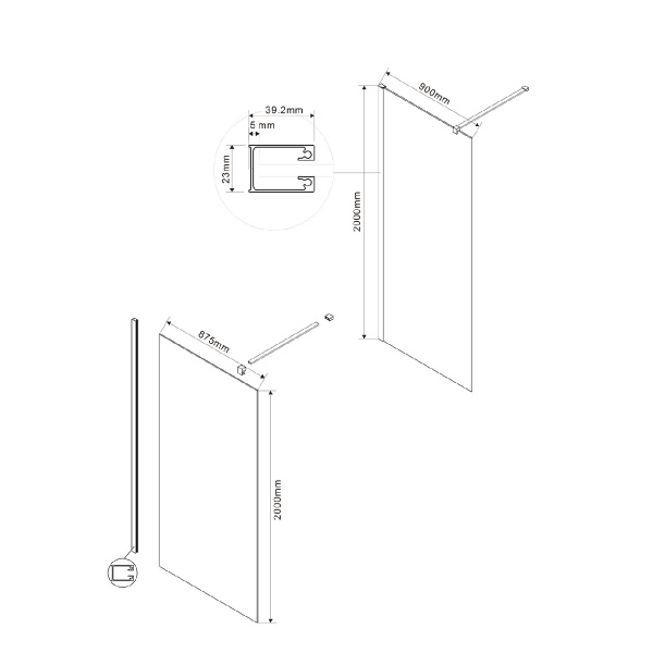 Душевая перегородка Vincea Walk-In VSW-1H900CLG, 900*2000, матовый золотой, стекло прозрачное